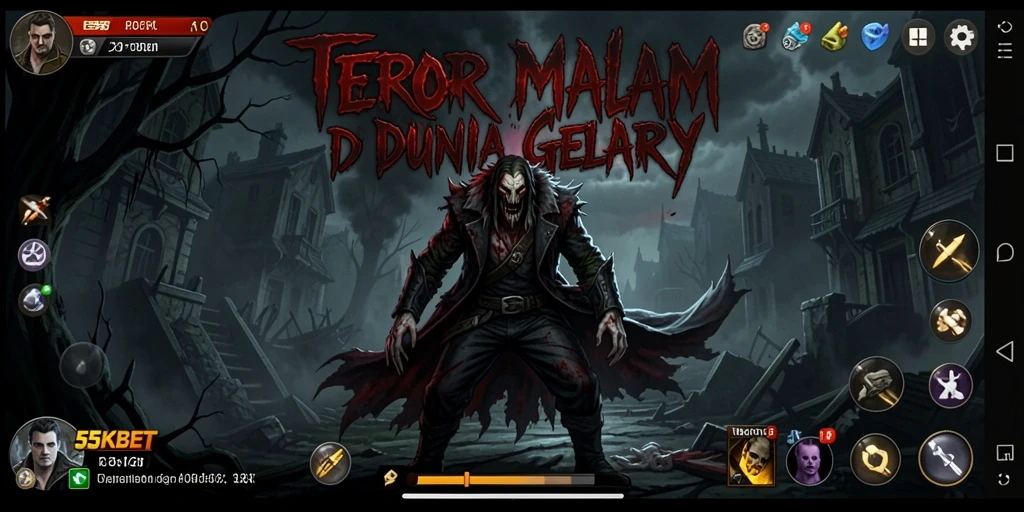 Tampilan gameplay menyeramkan dari 55KBET saat menghindari monster.