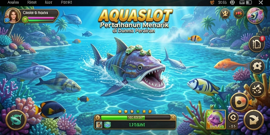 Tampilan gameplay AQUASLOT yang epik dalam pertahanan tower