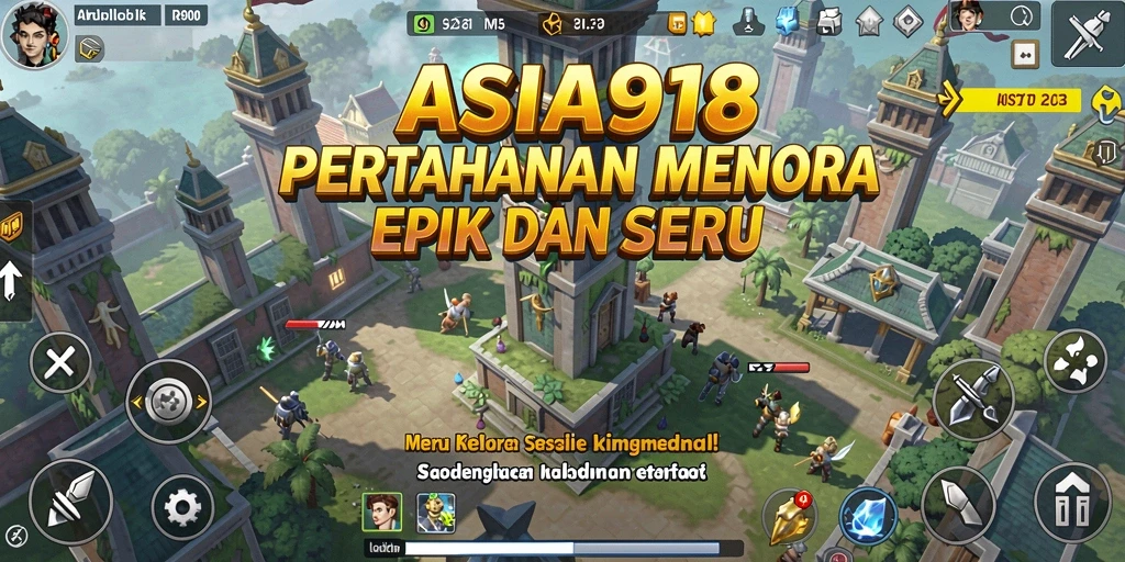 Tampilan gameplay ASIA918 menampilkan aksi menara dan strategi bertahan.