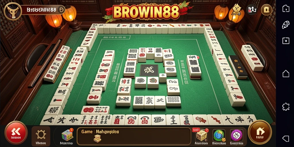 Screenshot utama BROWIN88 menampilkan gameplay Mahjong yang seru.