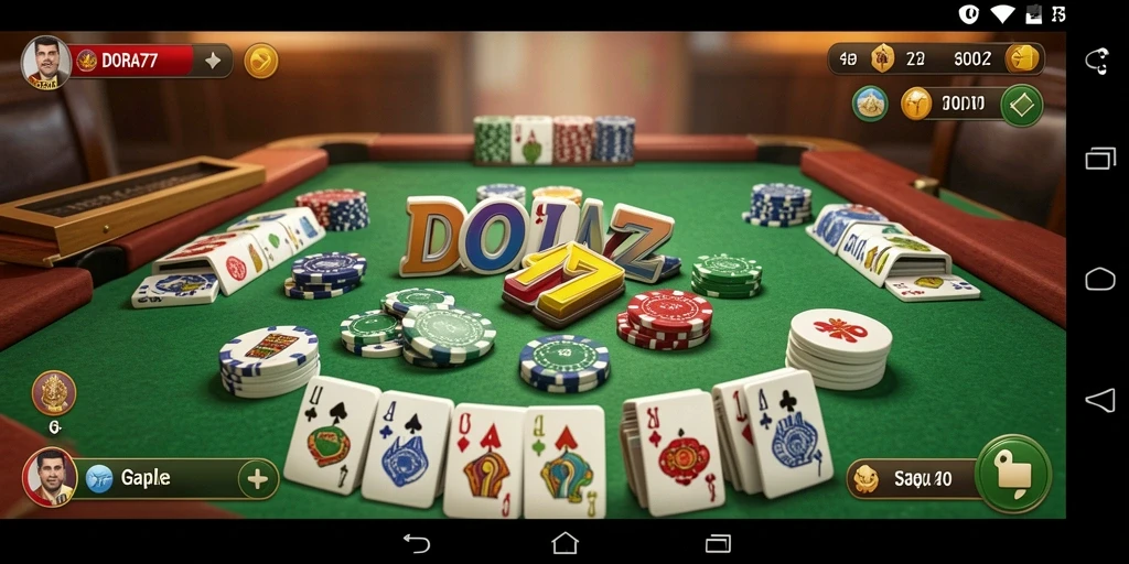 Screenshot gameplay DORA77 yang menunjukkan keseruan bermain Gaple.