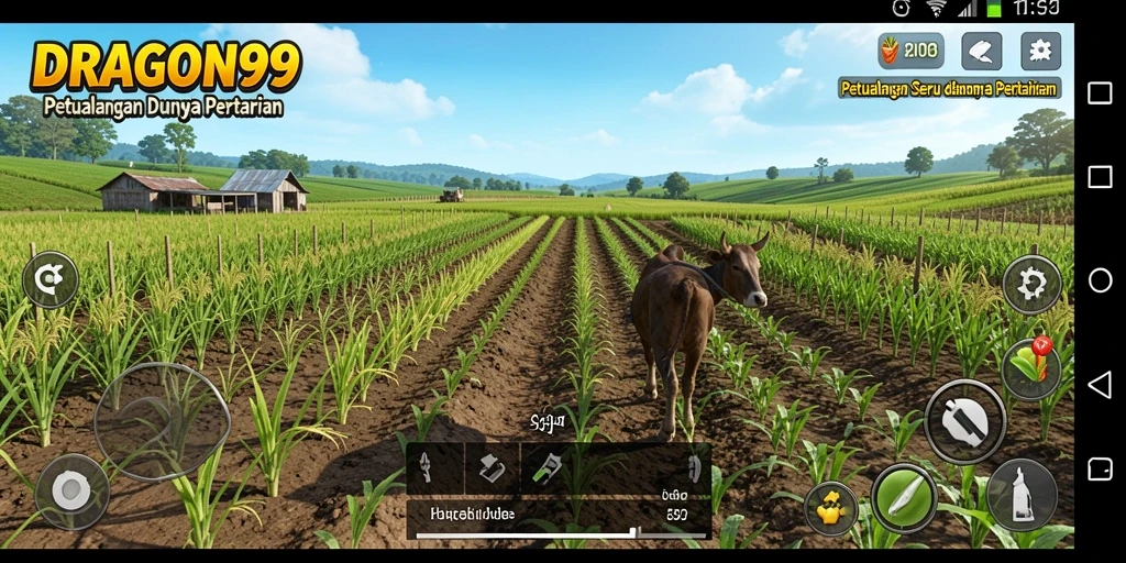Tangkapan layar gameplay DRAGON99 menunjukkan petualangan bertani yang menakjubkan.