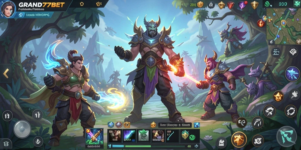 Tampilan gameplay epik dalam dunia fantasi MMORPG.