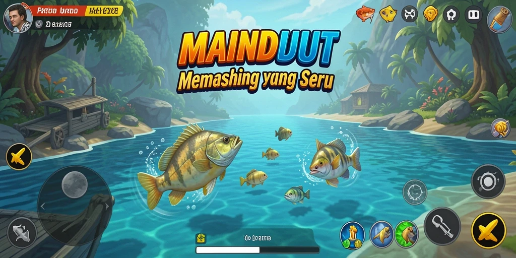 Screenshot gameplay MAINDUIT dengan aksi memancing yang menarik.