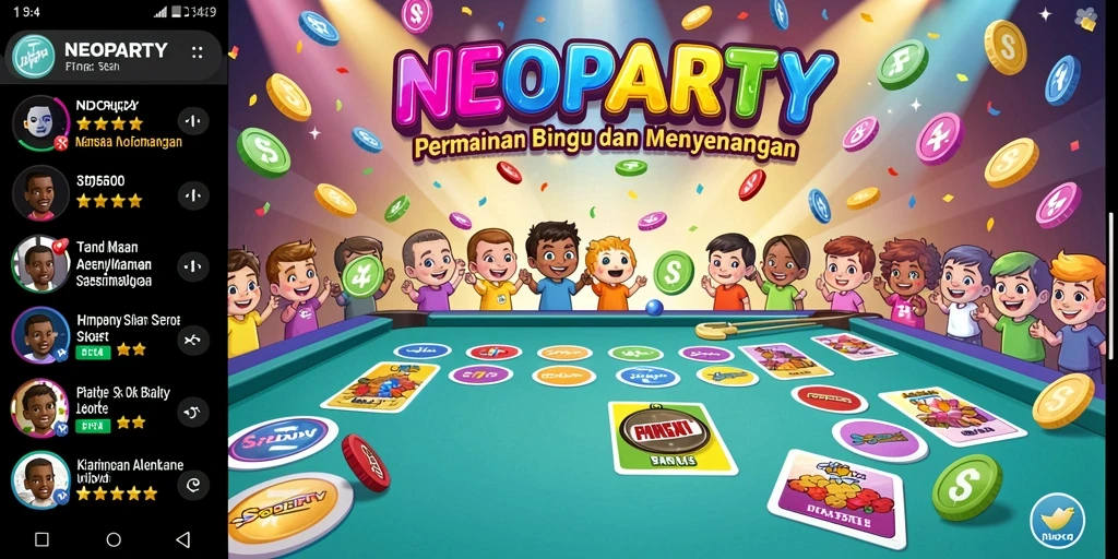 Screenshot gameplay NEOPARTY yang penuh aksi Bingo.