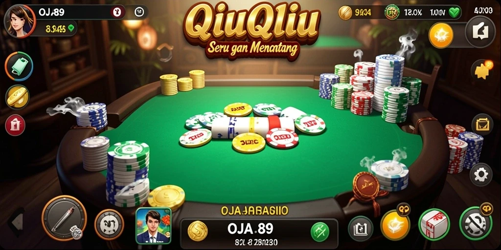 Screenshot utama OJA89 menampilkan aksi seru dalam permainan QiuQiu.