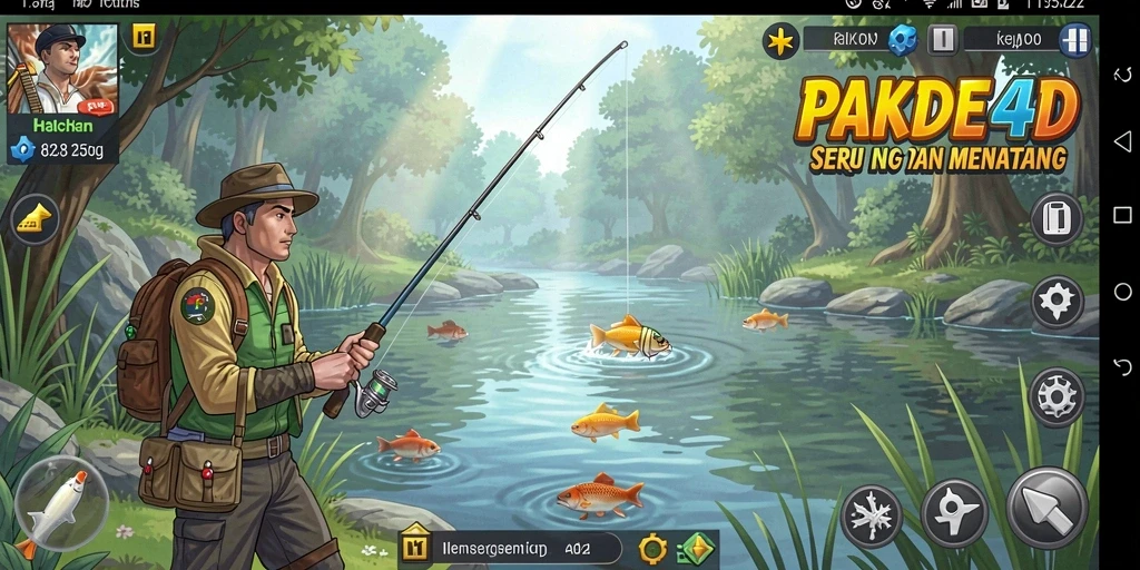Tampilan gameplay PAKDE4D dengan aksi memancing yang mendebarkan.