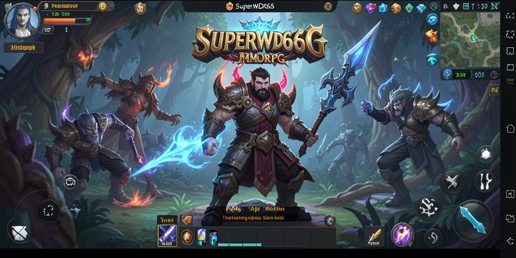 Screenshot utama <strong>SUPERWD666</strong> menampilkan aksi pertarungan MMORPG yang seru.