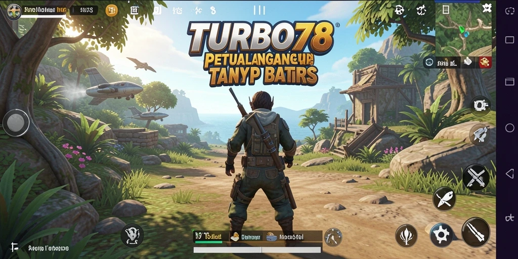 Screenshot utama TURBO78 yang menampilkan pemain menjelajahi dunia terbuka.