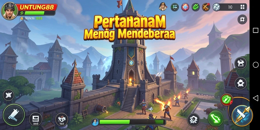 Screenshot gameplay UNTUNG88 menampilkan momen intens pertahanan menara.